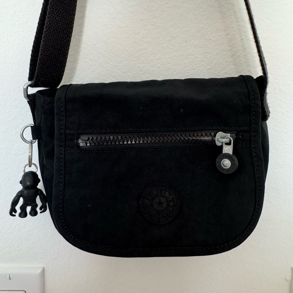 Kipling Black Small Crossbody with Monkey Charm
